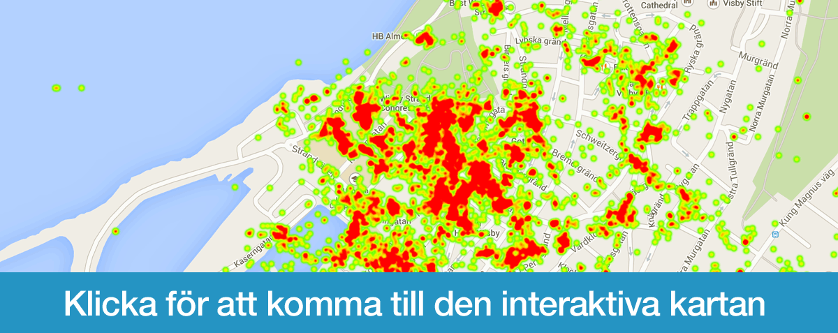 Heatmap över Tweet från Almedalen